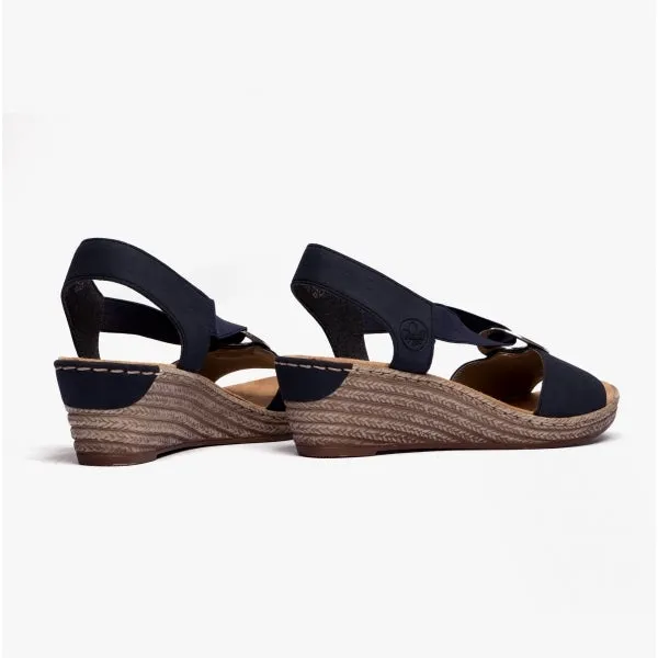 624H6-14 Ladies Slingback Wedge Sandals Blue