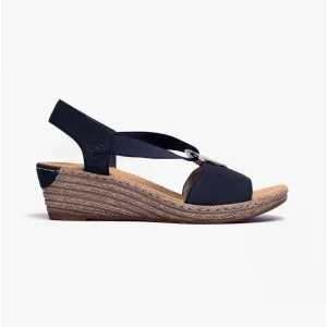 624H6-14 Ladies Slingback Wedge Sandals Blue