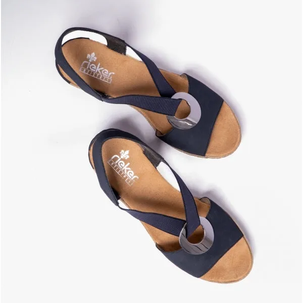 624H6-14 Ladies Slingback Wedge Sandals Blue