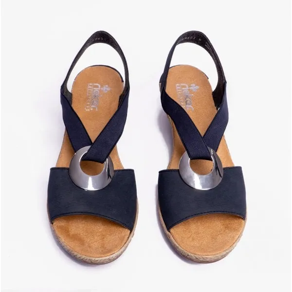 624H6-14 Ladies Slingback Wedge Sandals Blue