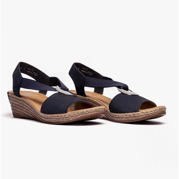 624H6-14 Ladies Slingback Wedge Sandals Blue