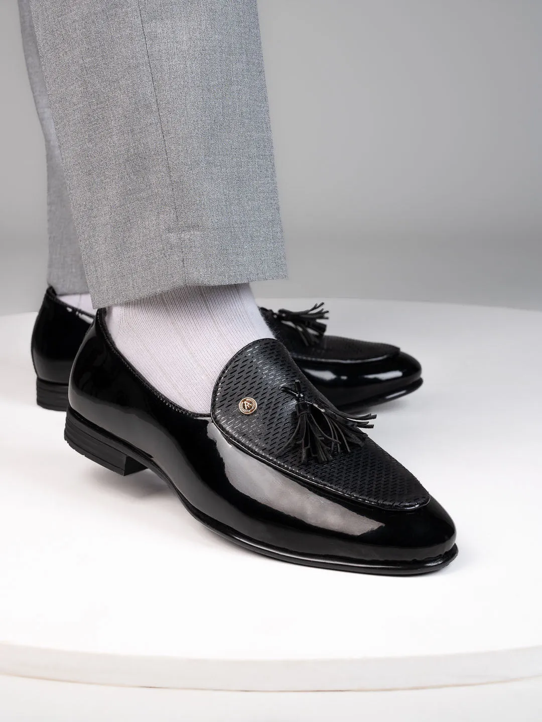 Alberto Torresi Nancy Penny Black Pattent Tassel Loafer