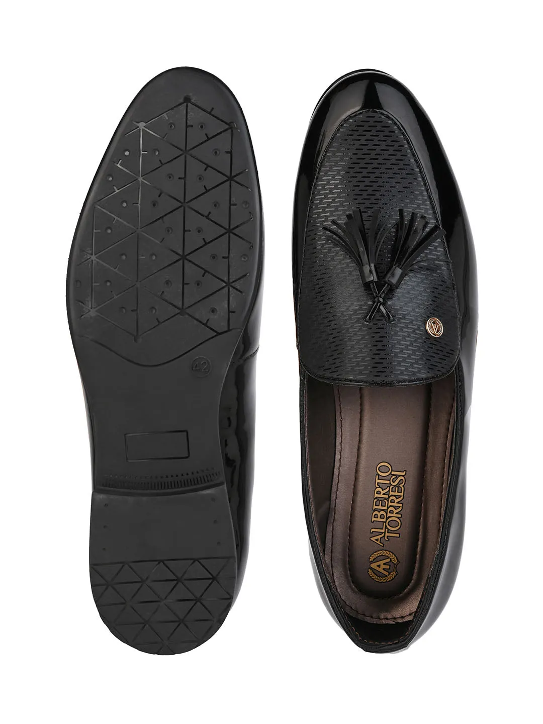 Alberto Torresi Nancy Penny Black Pattent Tassel Loafer