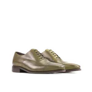 Ambrogio Bespoke Men's Shoes Forest Green Calf-Skin Leather Classic Cap Toe Oxfords (AMB2387)