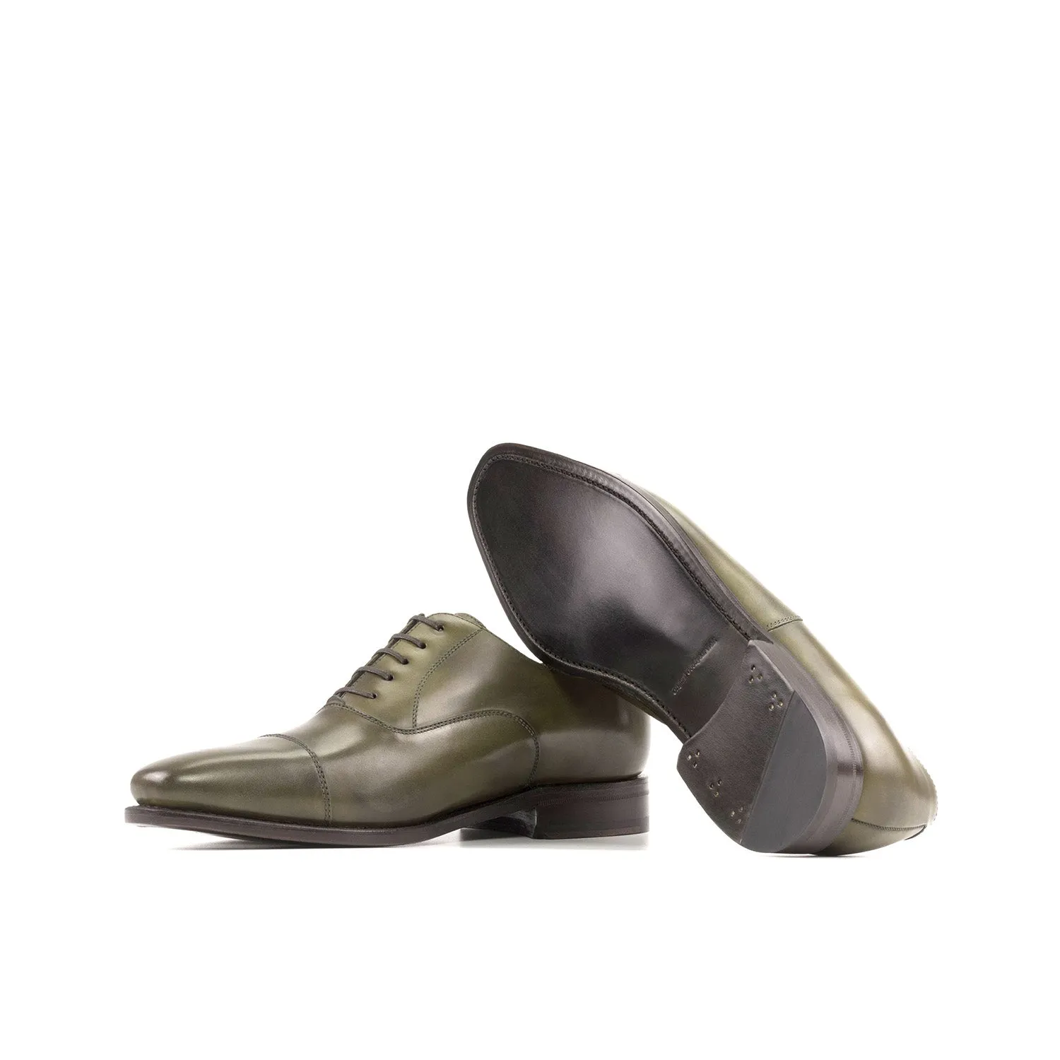Ambrogio Bespoke Men's Shoes Forest Green Calf-Skin Leather Classic Cap Toe Oxfords (AMB2387)