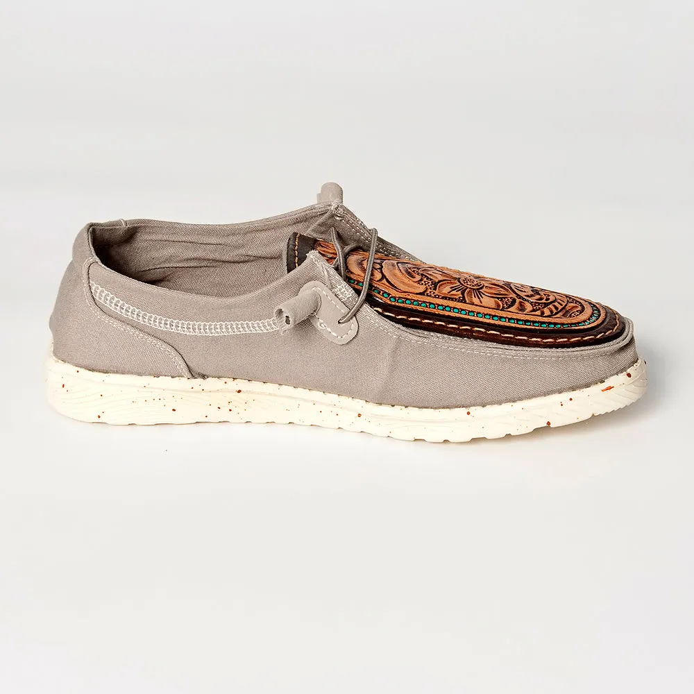 American Darling ADFT133GR9 Hand tooled carved genuine leather trim lightweight shoe footwear slip on
