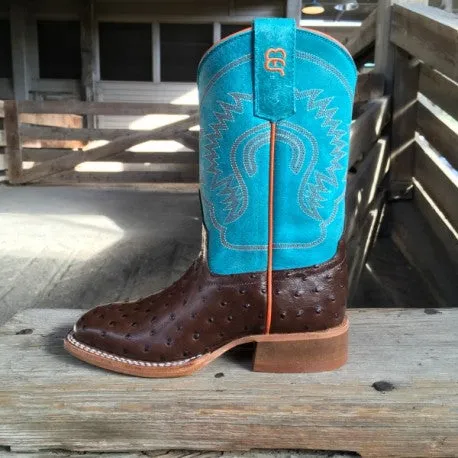 Anderson Bean Kids K7083 Chocolate Impostrich Square Toe Boot