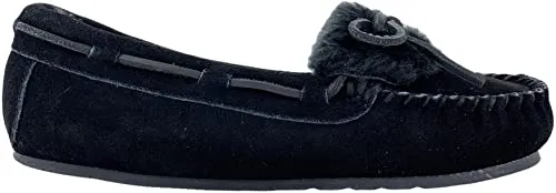 Clarks Holly Folded Tongue Moccasin Slipper Indoor Outdoor House Slippers Black