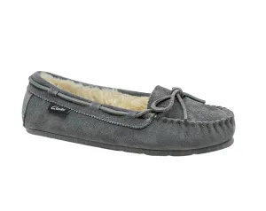 CLARKS Holly Indoor Outdoor Faux Fur Slippers Grey Crme (9, Grey Creme)