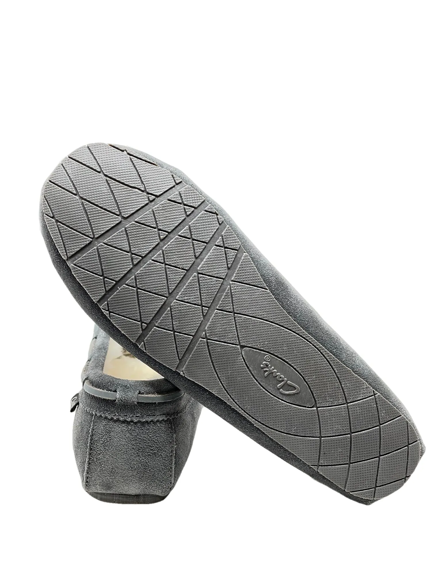 CLARKS Holly Indoor Outdoor Faux Fur Slippers Grey Crme (9, Grey Creme)