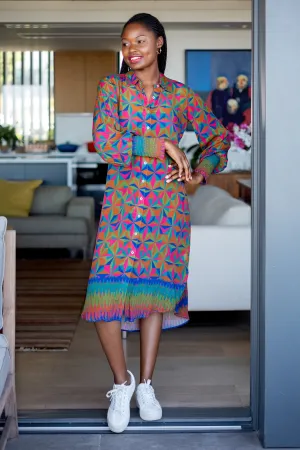 Delia Dress Colourful Triangles