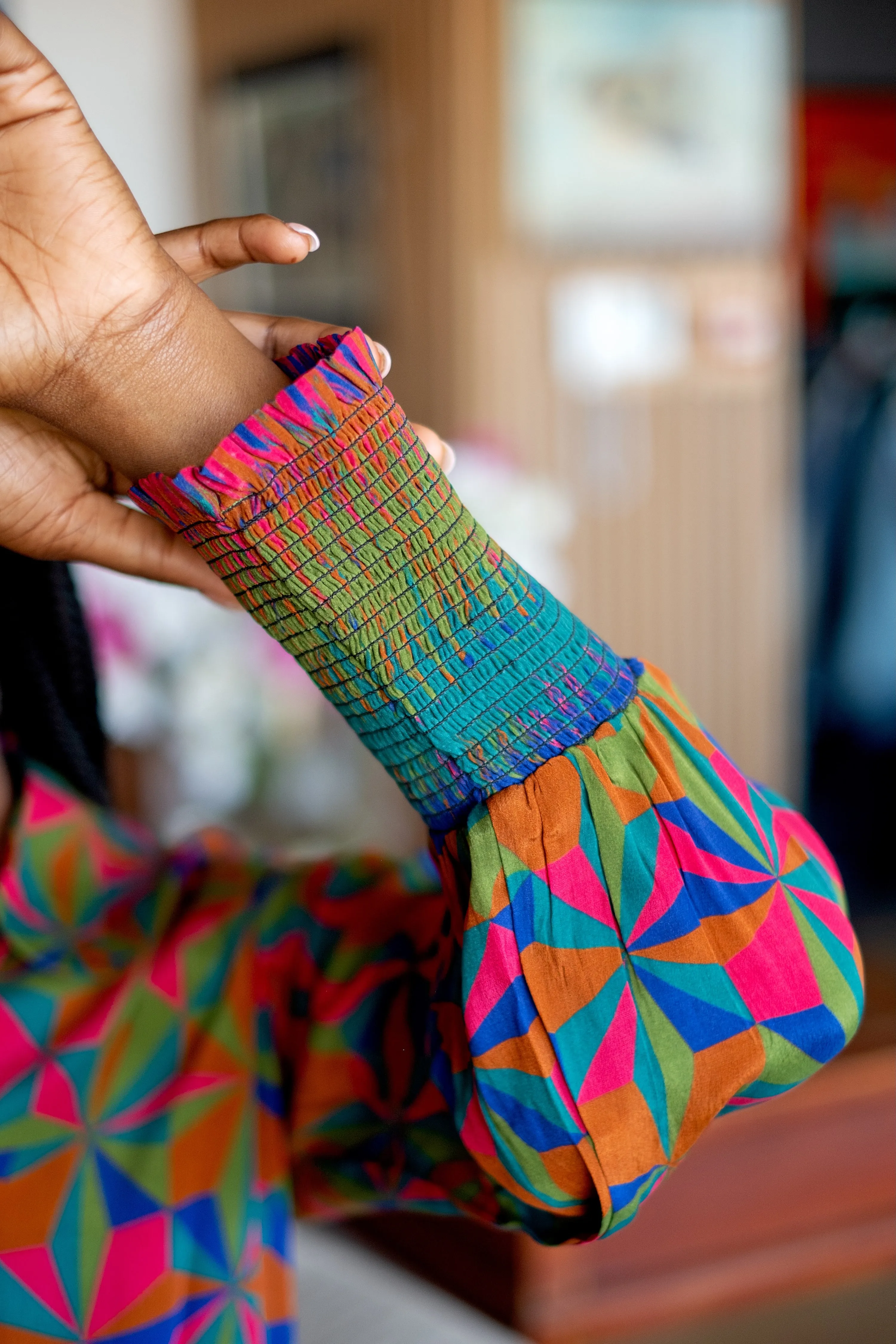 Delia Dress Colourful Triangles