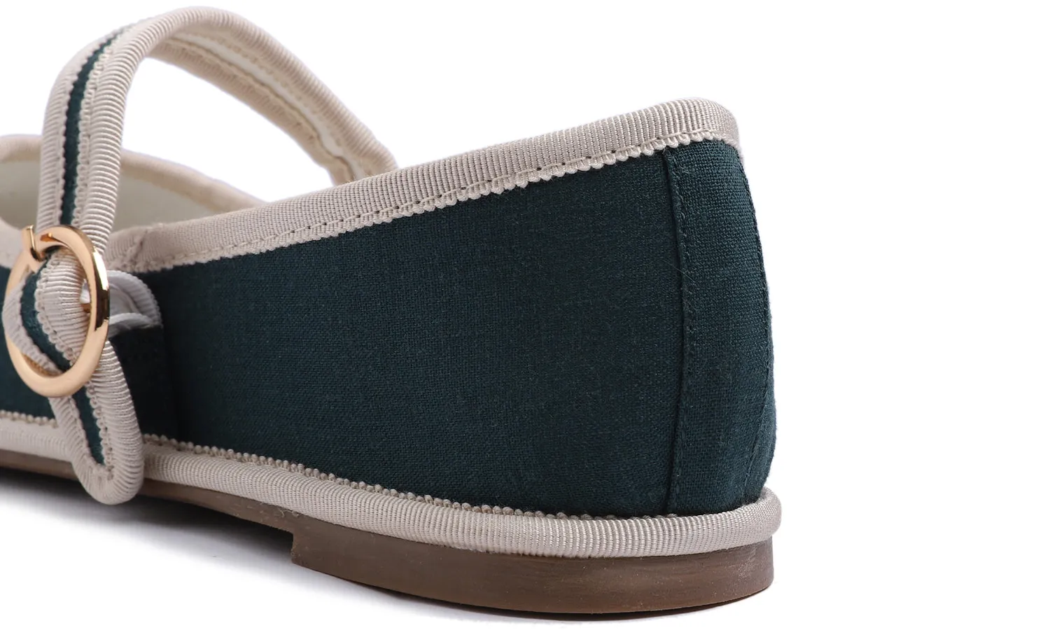 Fevrsole Women's Soft Breathable Mary Jane Memory Foam Cushioned Comfort Round Toe Metal Buckle Flats Walking Canvas Shoes