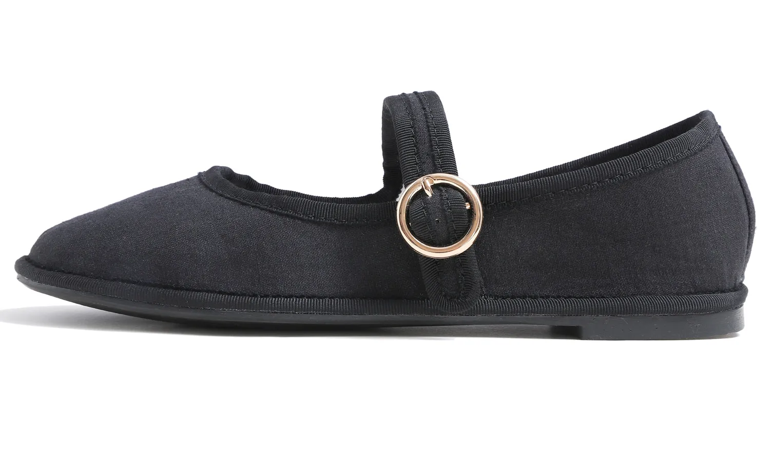 Fevrsole Women's Soft Breathable Mary Jane Memory Foam Cushioned Comfort Round Toe Metal Buckle Flats Walking Canvas Shoes
