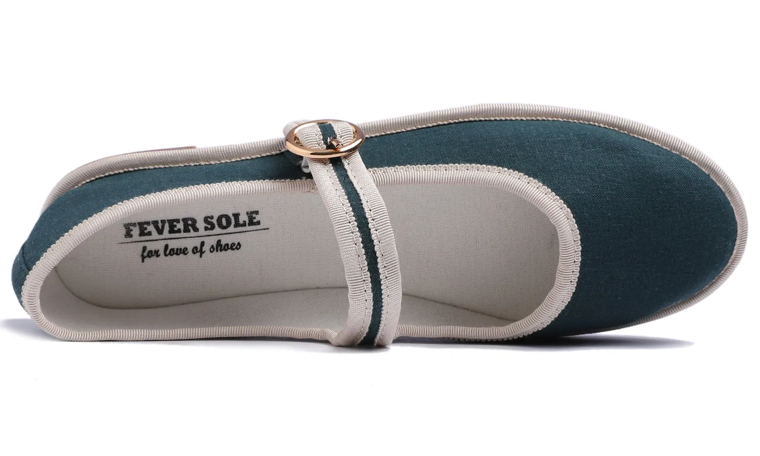 Fevrsole Women's Soft Breathable Mary Jane Memory Foam Cushioned Comfort Round Toe Metal Buckle Flats Walking Canvas Shoes