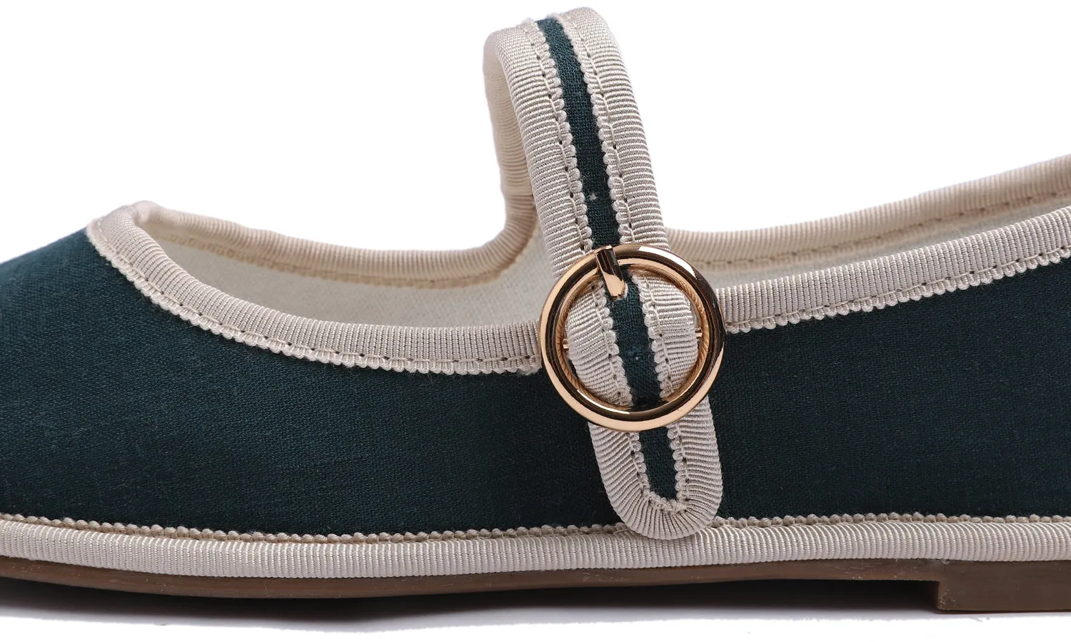 Fevrsole Women's Soft Breathable Mary Jane Memory Foam Cushioned Comfort Round Toe Metal Buckle Flats Walking Canvas Shoes