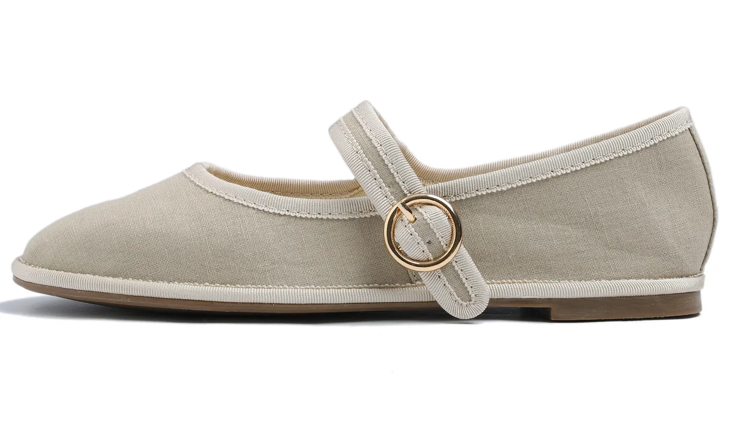 Fevrsole Women's Soft Breathable Mary Jane Memory Foam Cushioned Comfort Round Toe Metal Buckle Flats Walking Canvas Shoes