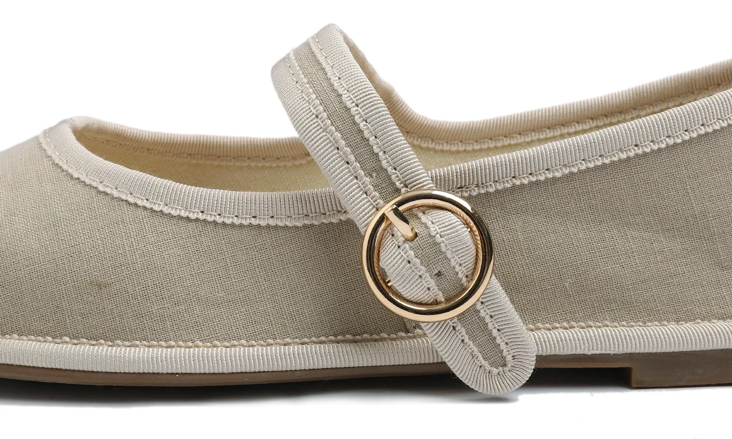 Fevrsole Women's Soft Breathable Mary Jane Memory Foam Cushioned Comfort Round Toe Metal Buckle Flats Walking Canvas Shoes