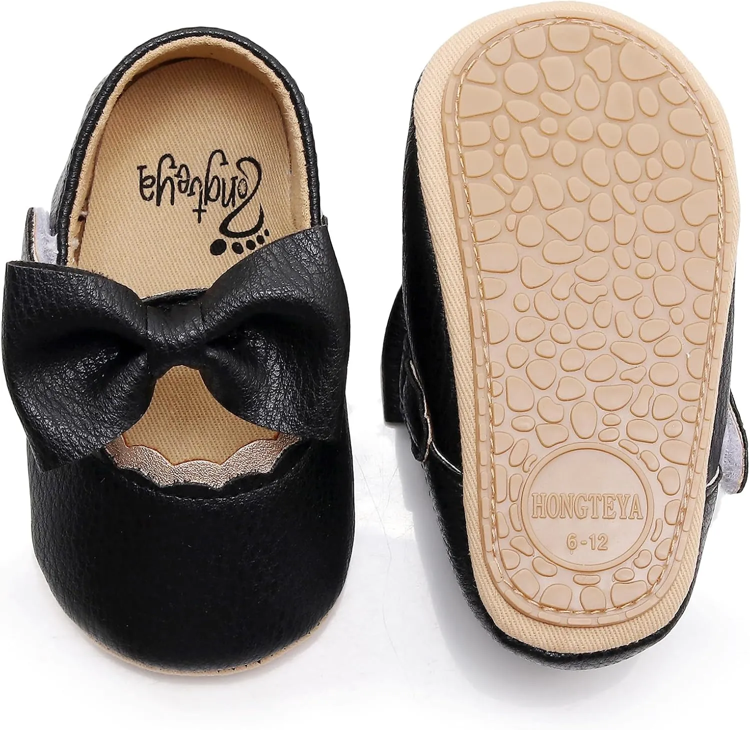 HONGTEYA Infant Baby Girls Mary Jane Flats Non Slip for Toddler First Walkers Soft Sole PU Leather Crib Shoes Sneaker Wedding Party Christmas Princess Dress Shoes Baby Moccasins Girls