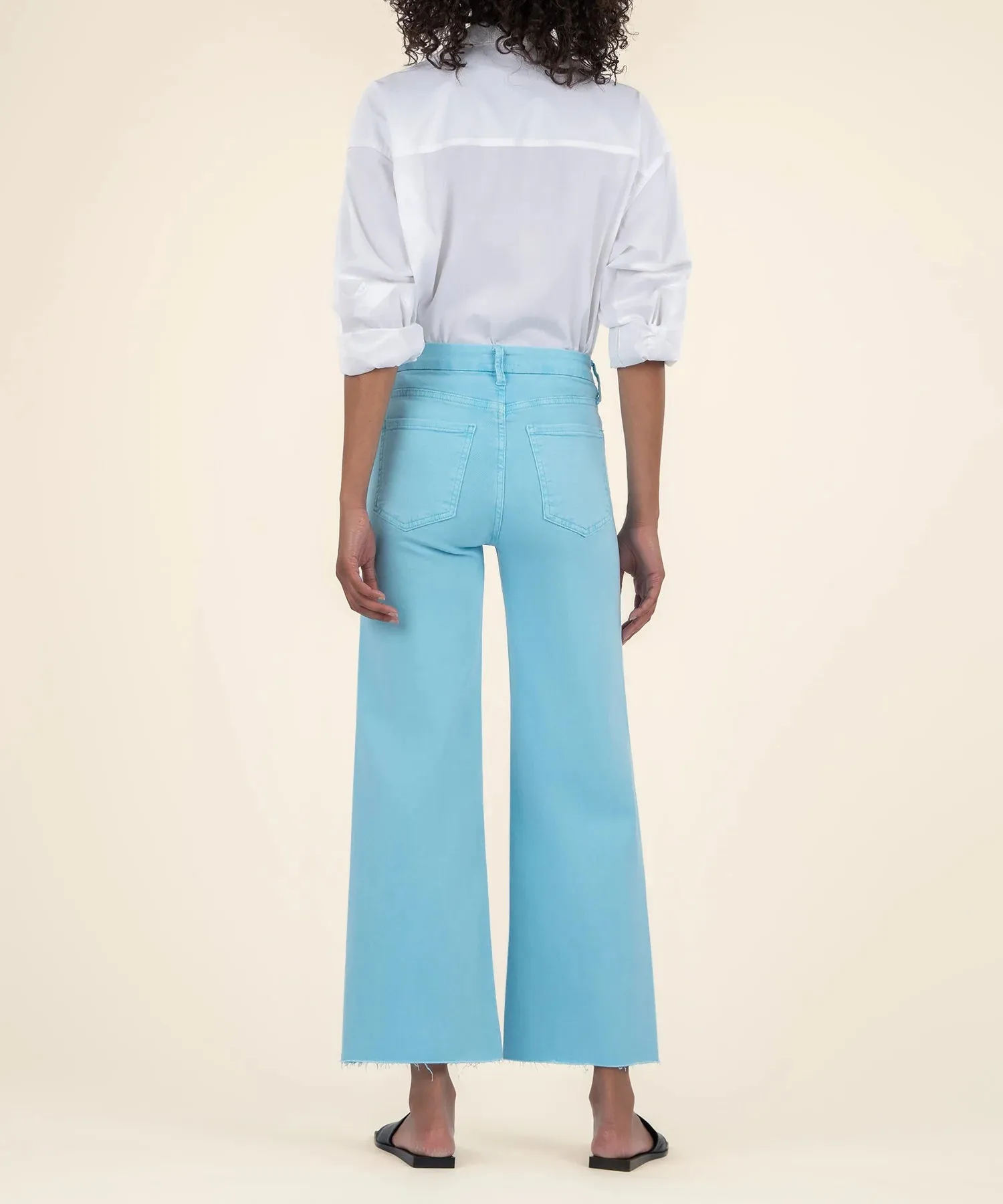 Kut from the Kloth Meg High Rise Fab AB Wide Leg Raw Hem  Capri Blue