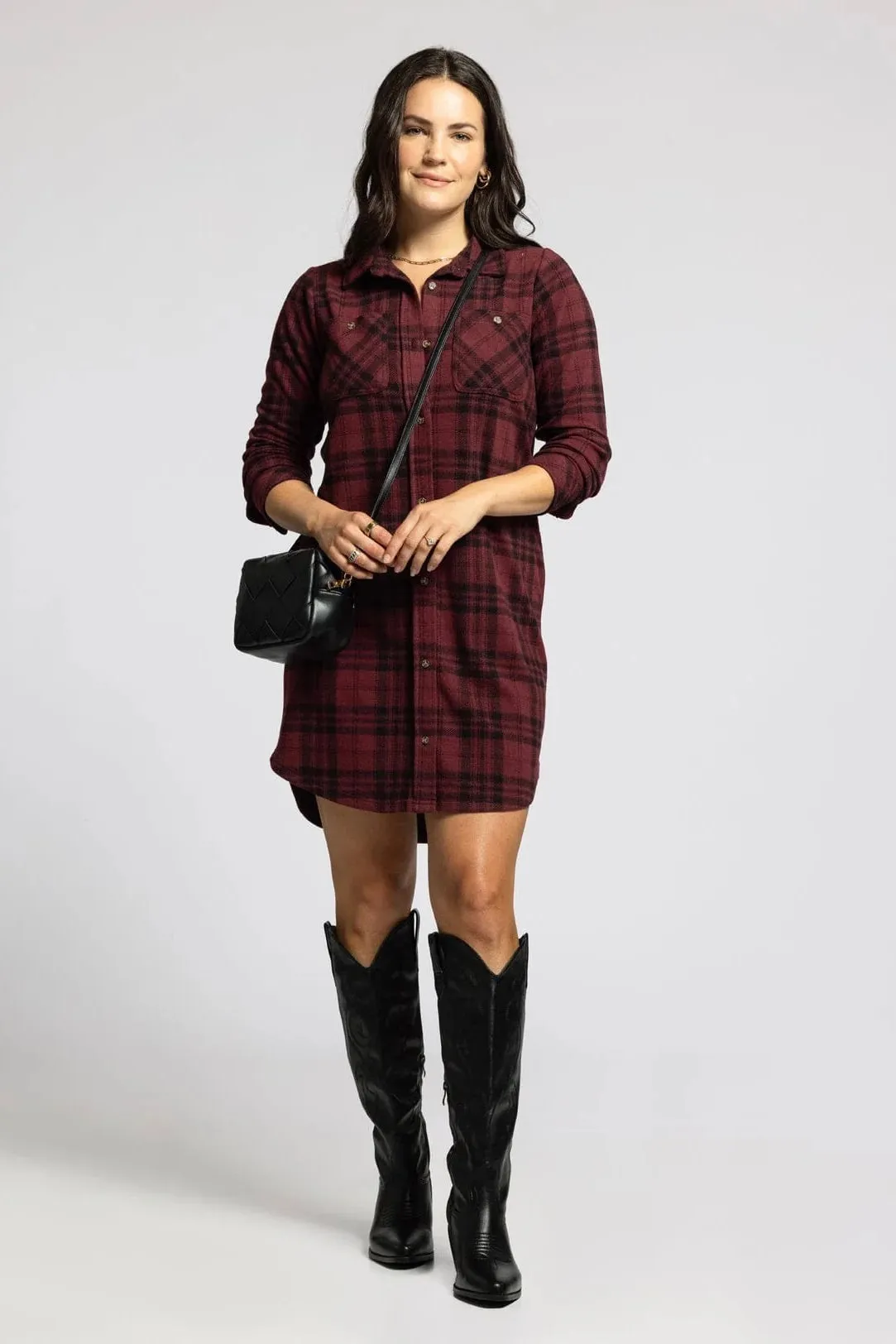 Leslie Button Down Dress - Red