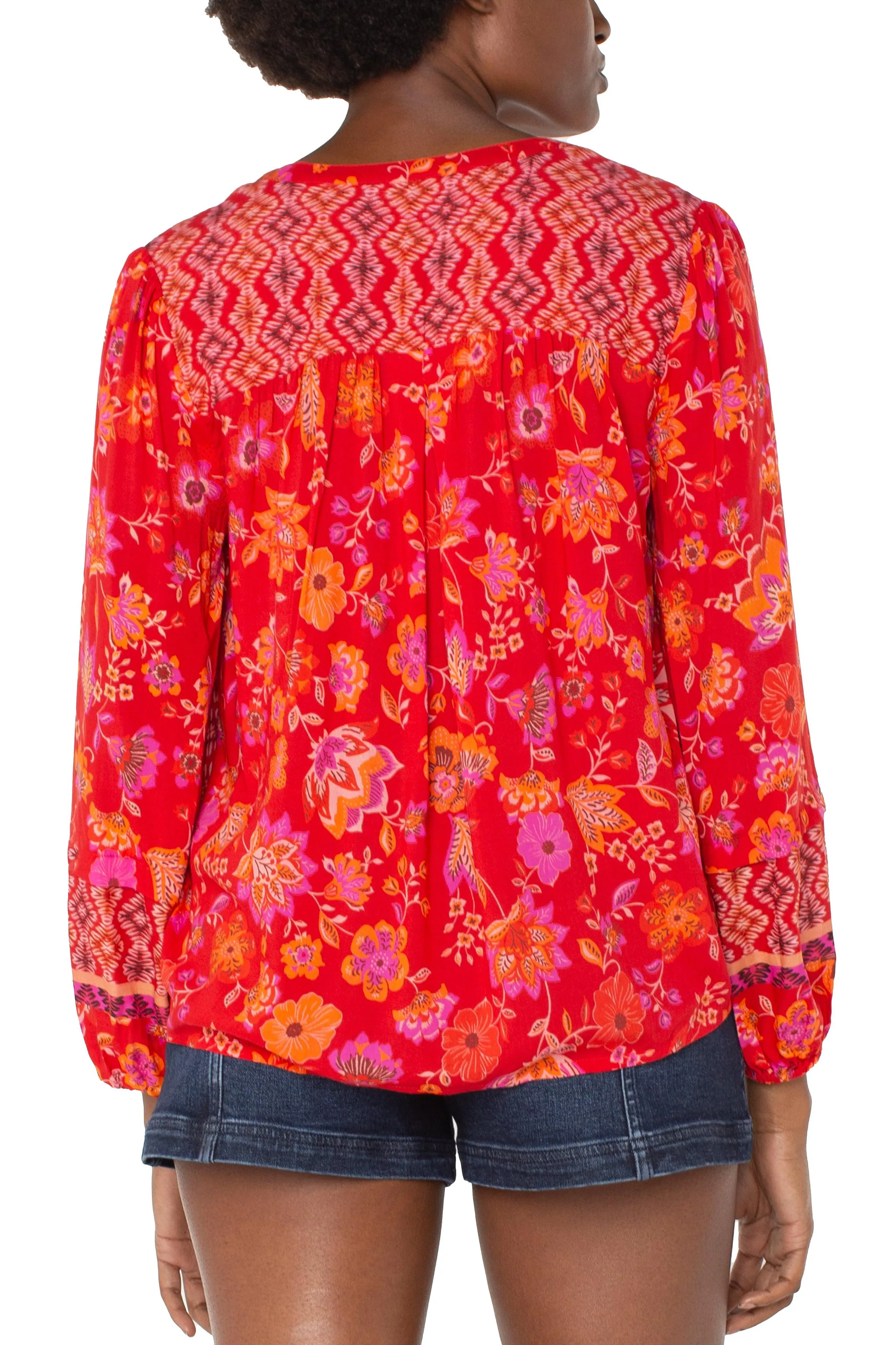 Liverpool Button Front Shirred Blouse