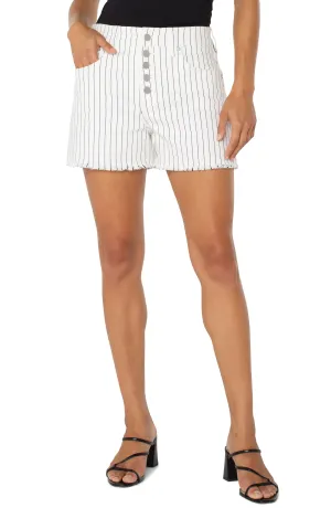Liverpool Christine Hi-Rise A-Line Pinstripe Shorts - White/Black