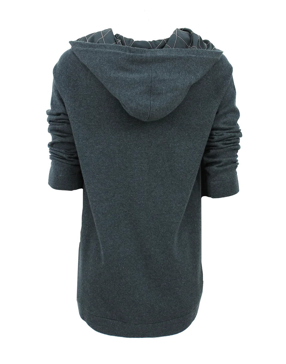Long Sleeve Asymmetrical Cardigan with Hoodie