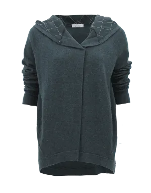 Long Sleeve Asymmetrical Cardigan with Hoodie