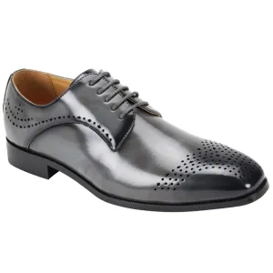 Mens Classy Gray to Black Perforated Dress Shoes Antonio Cerrelli 6873
