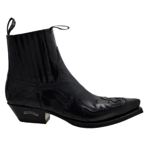 Men's Cowboy Boots Sendra 4660 Black Leather Cuban Heel