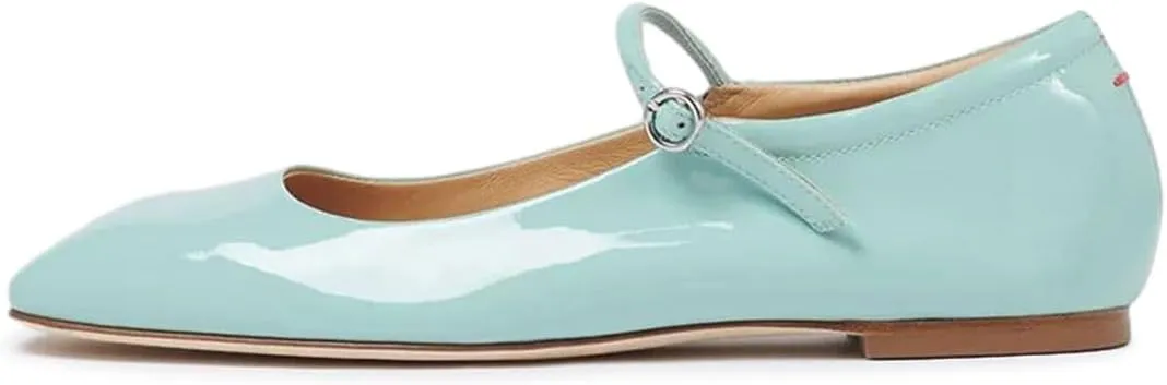 miss left Women's Adorable Closed Square Toe Mary Jane Flats Adjustable Strap Buckle Ballet Flat Comfort Dance Ballroom Shoes Size 4-16 US