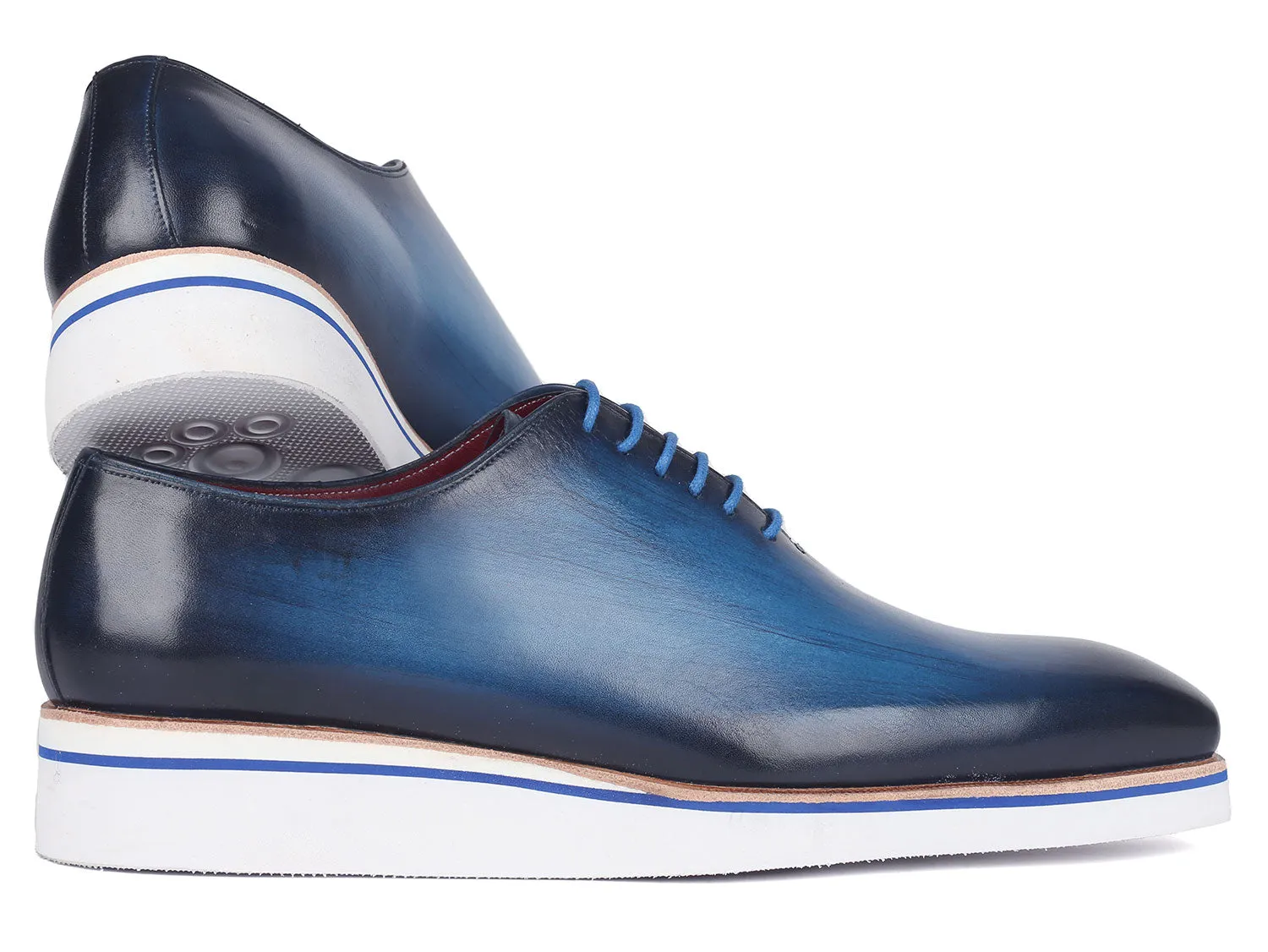 Paul Parkman Men's Smart Casual Wholecut Oxfords Blue