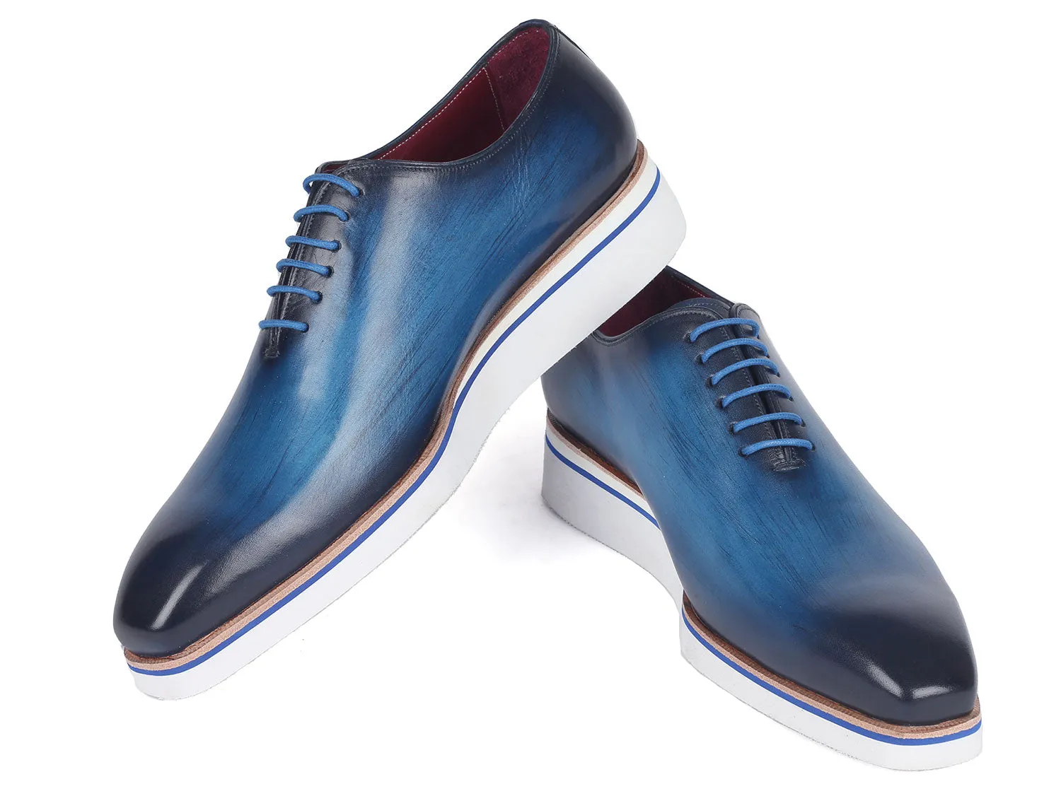 Paul Parkman Men's Smart Casual Wholecut Oxfords Blue