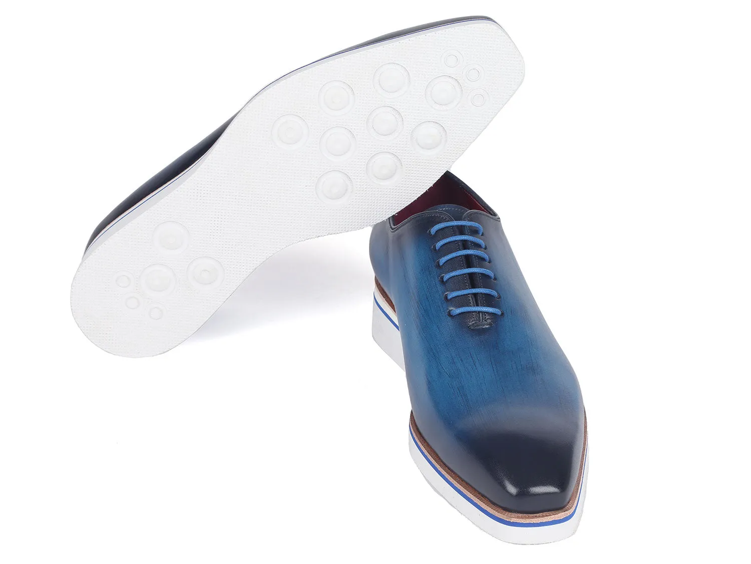 Paul Parkman Men's Smart Casual Wholecut Oxfords Blue