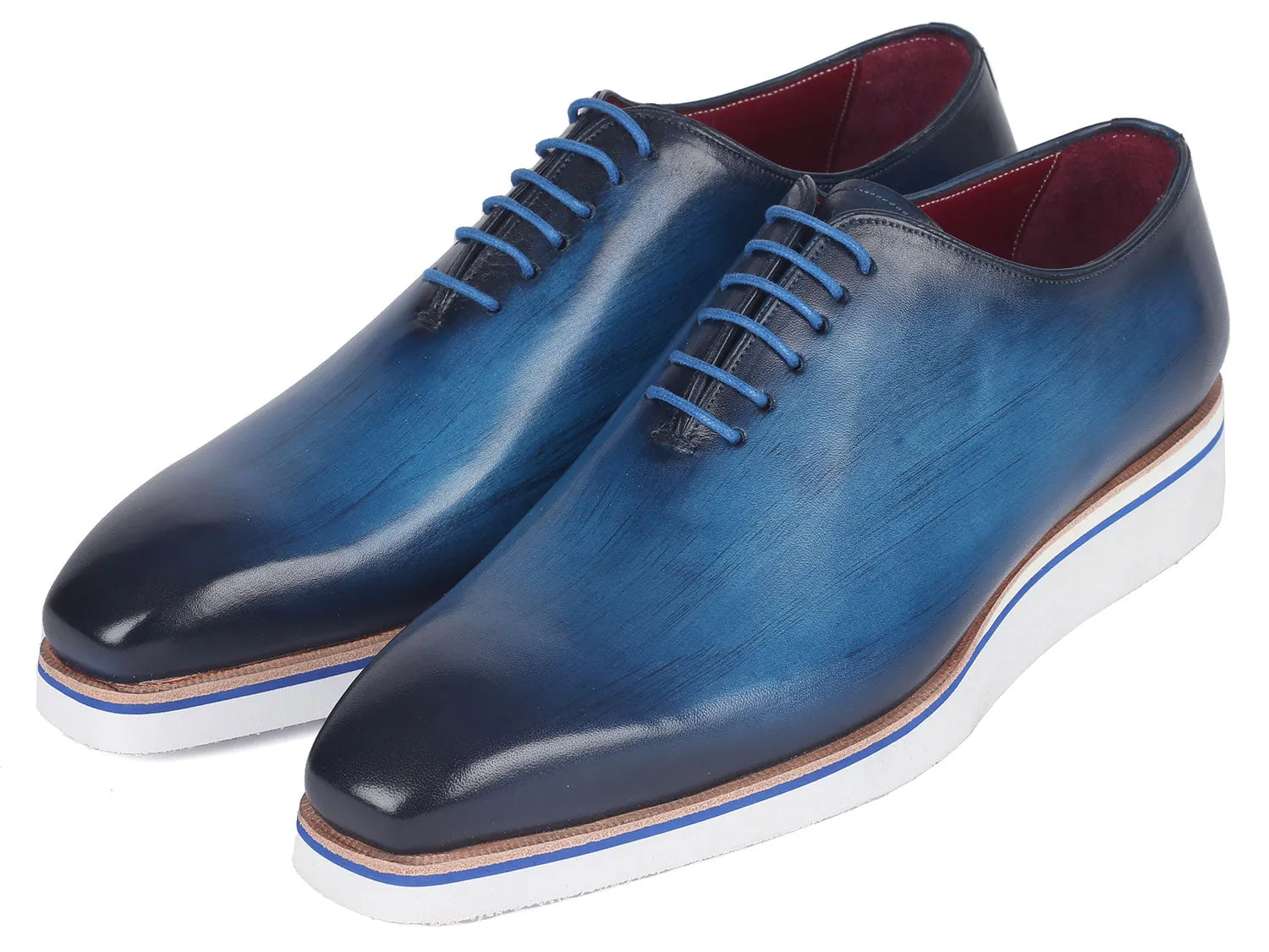 Paul Parkman Men's Smart Casual Wholecut Oxfords Blue