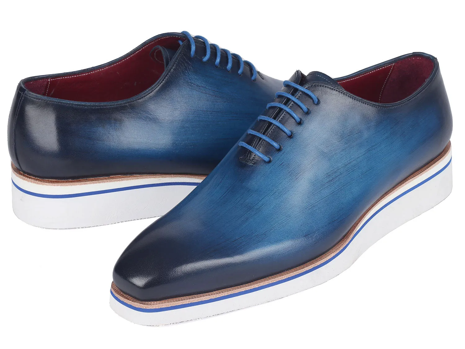 Paul Parkman Men's Smart Casual Wholecut Oxfords Blue