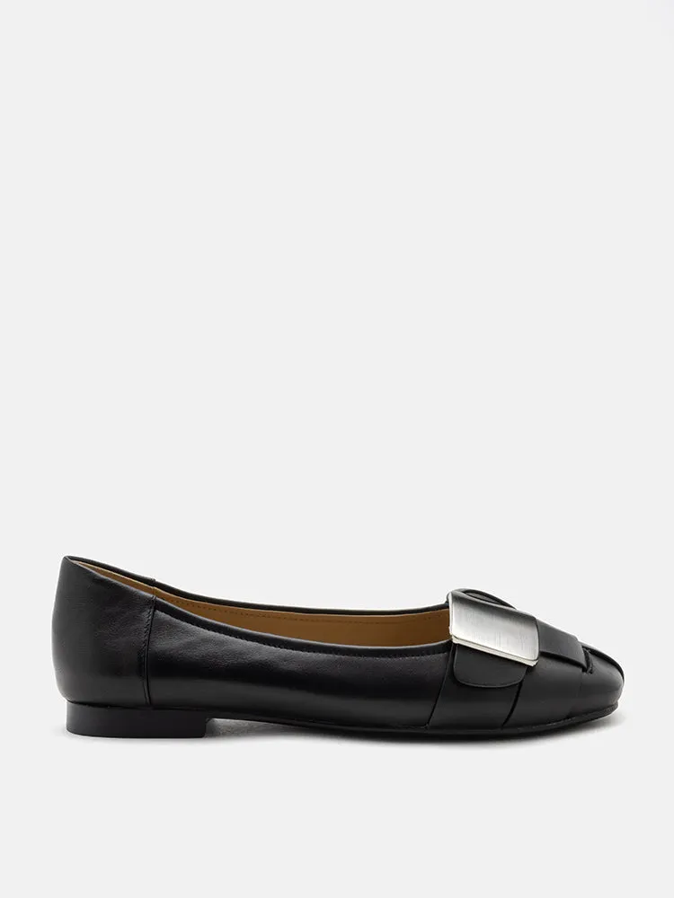 Reese Weaved Silver Buckled Flats