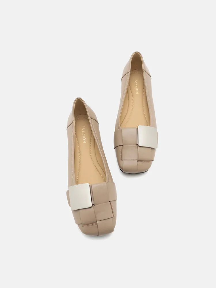 Reese Weaved Silver Buckled Flats