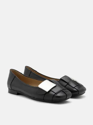 Reese Weaved Silver Buckled Flats