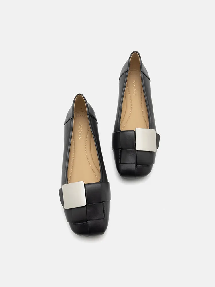 Reese Weaved Silver Buckled Flats
