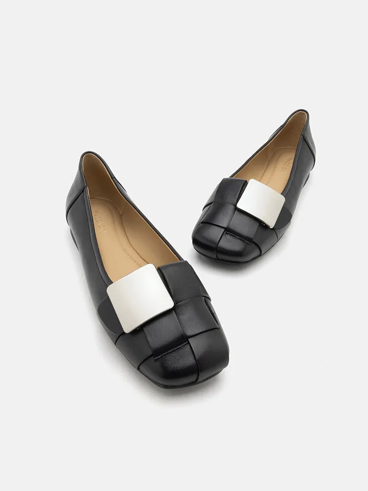 Reese Weaved Silver Buckled Flats