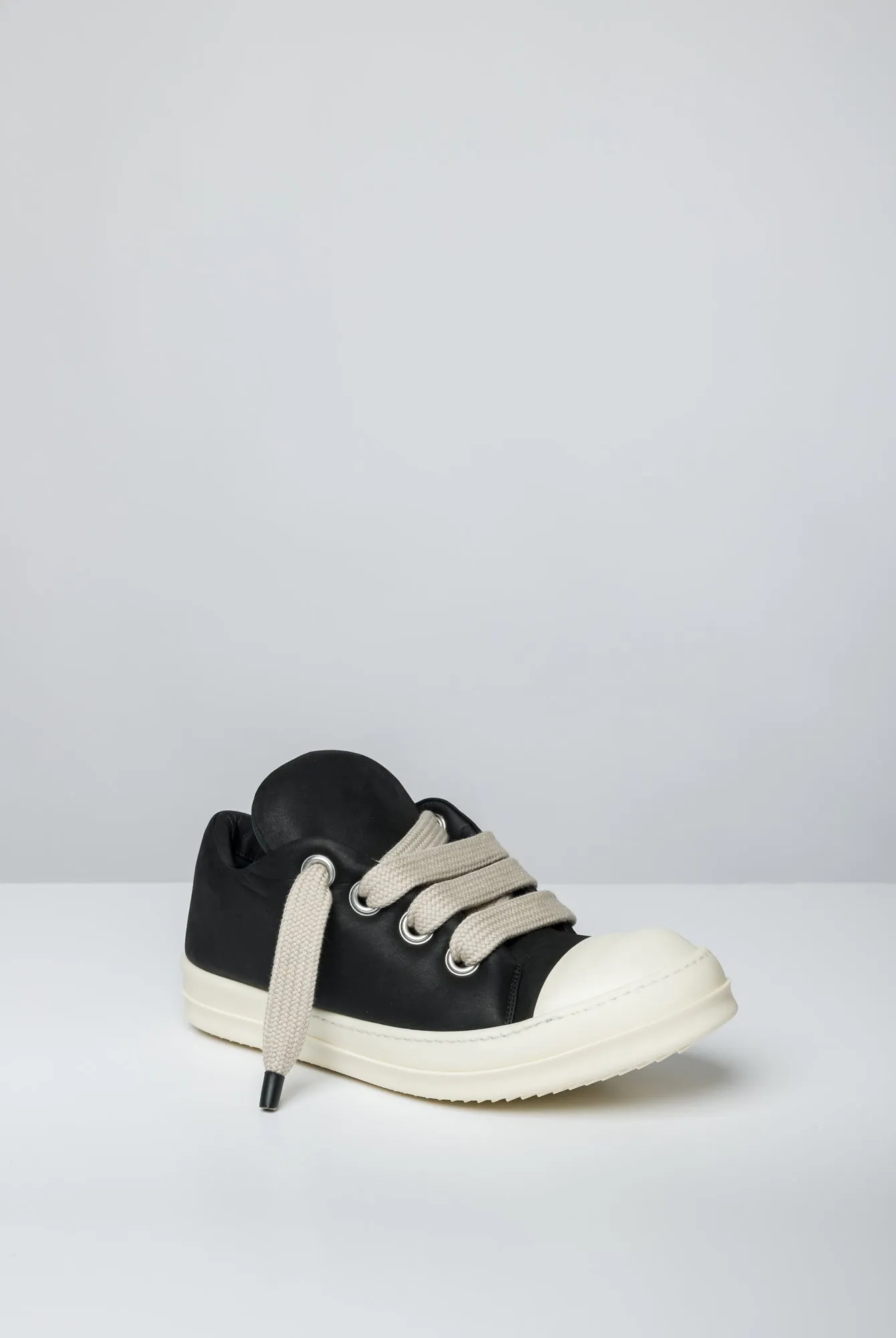 Rick Owens Jumbo Lace Padded Low Sneaks in Black Milk