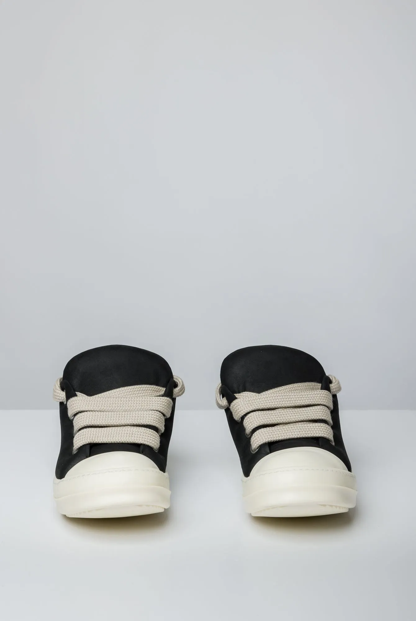 Rick Owens Jumbo Lace Padded Low Sneaks in Black Milk