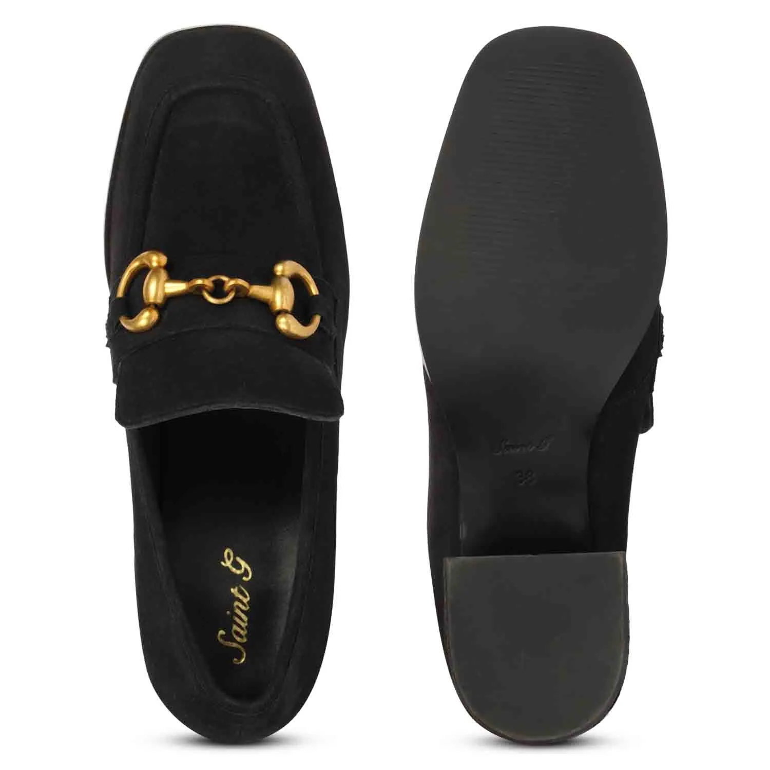 Saint Vera Black Sued Leather Handcrafted Shoes