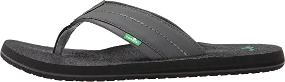 Sanuk Beer Cozy 2 Charcoal Flip-Flop Slip On Rounded Toe Casual Summer Sandals