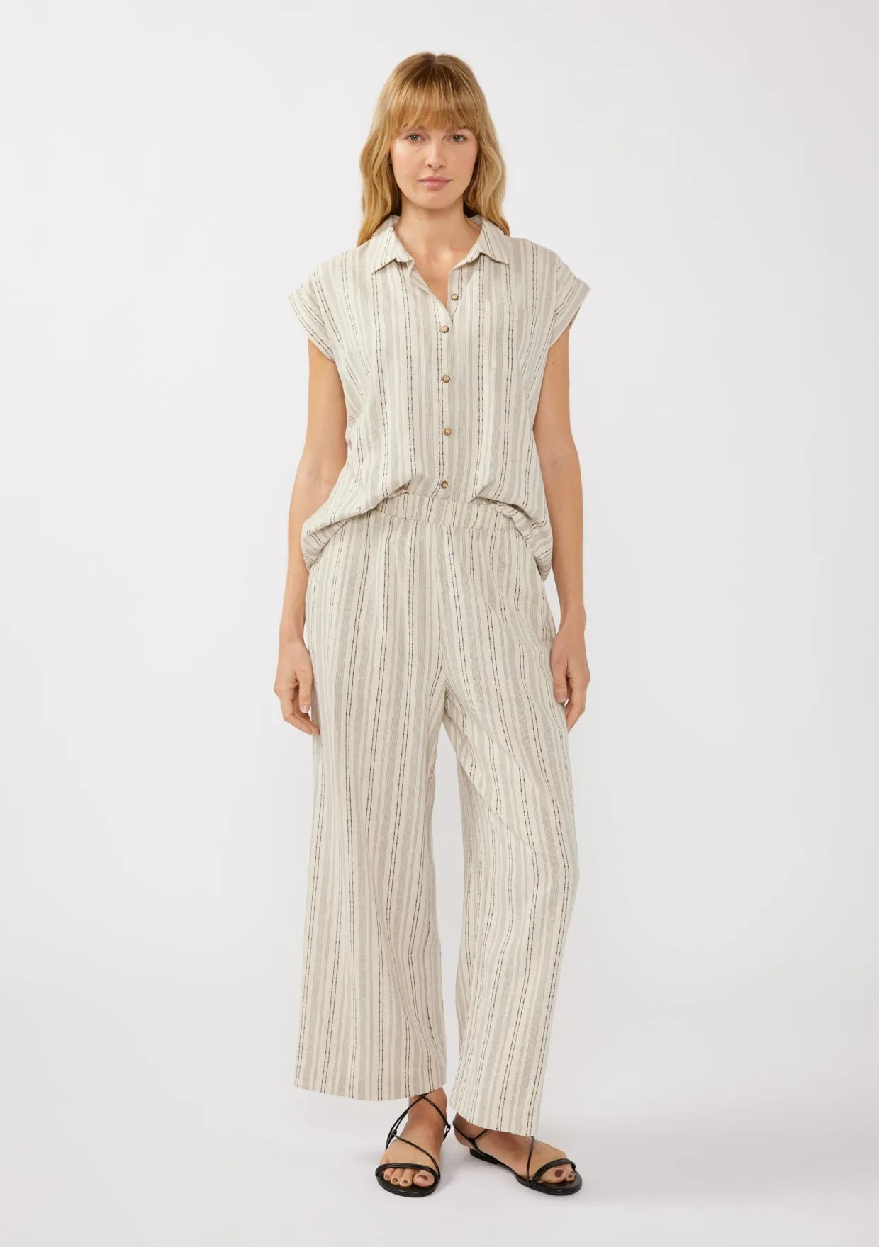 STRIPED CAMP SHIRT - NATURAL/BLACK