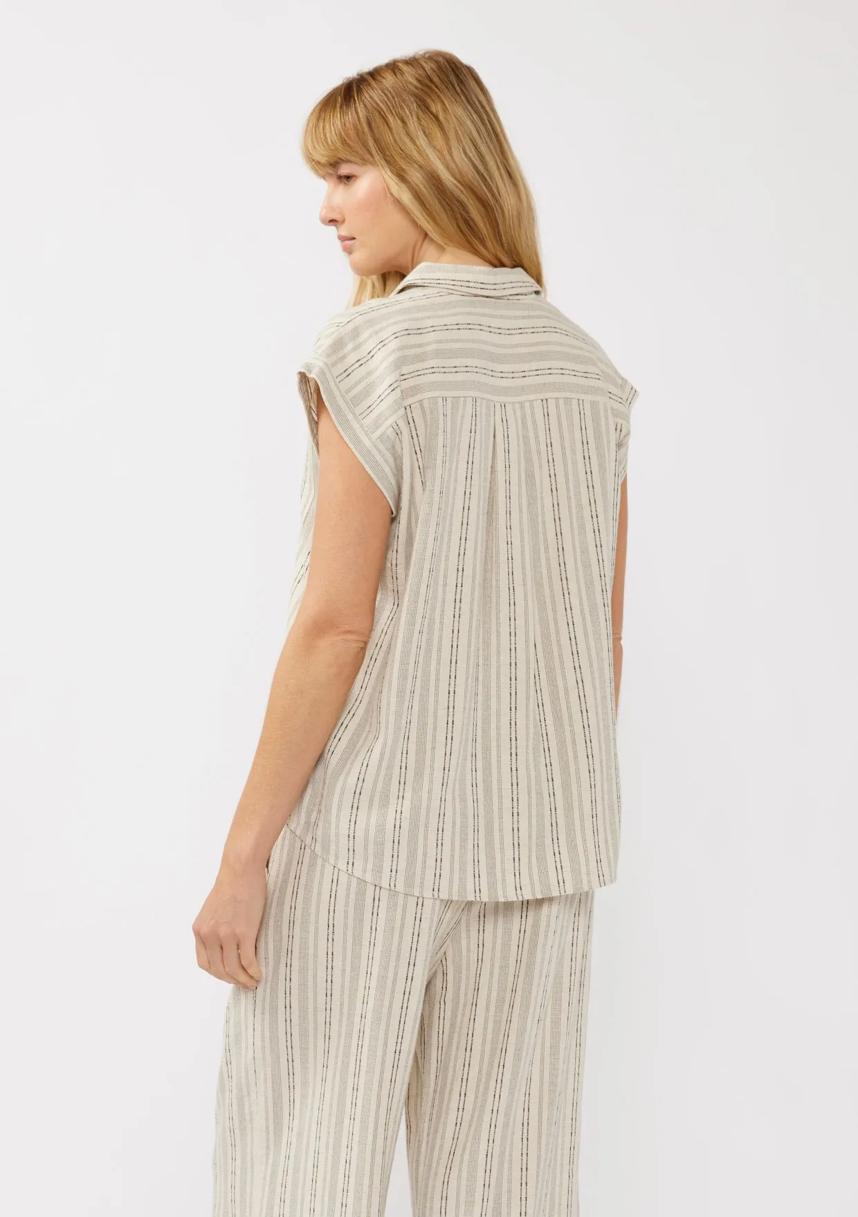 STRIPED CAMP SHIRT - NATURAL/BLACK