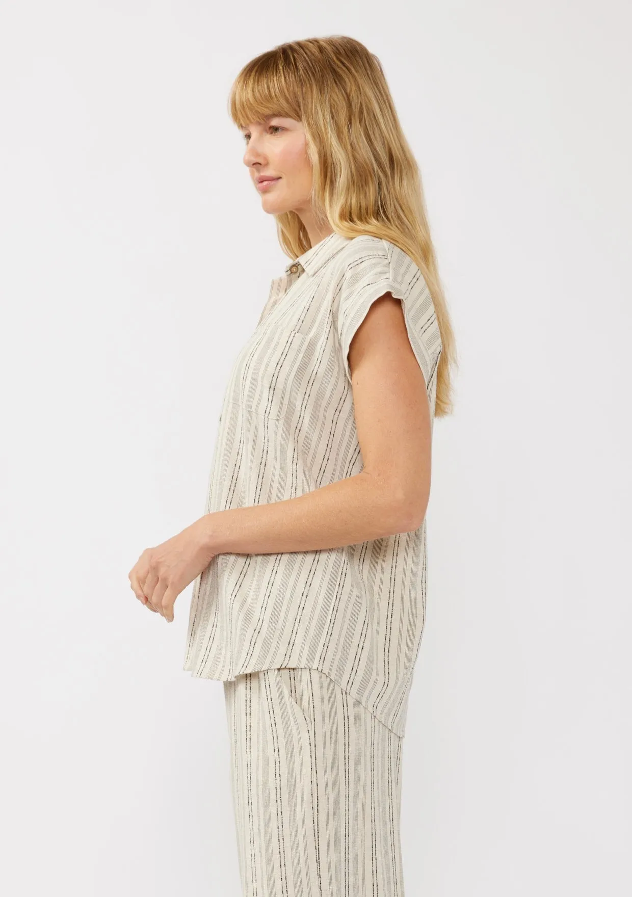 STRIPED CAMP SHIRT - NATURAL/BLACK
