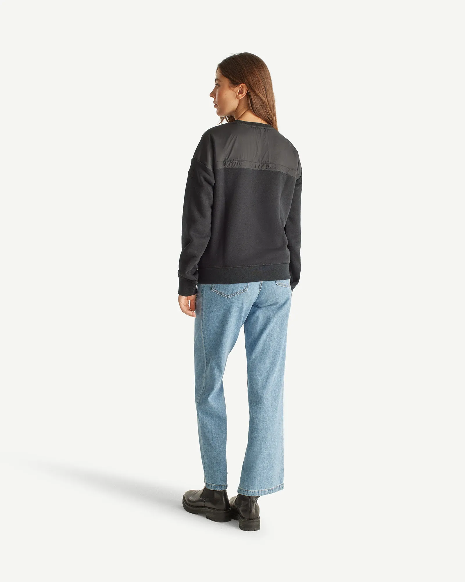 Sweat col rond mix matière Noir Ariane